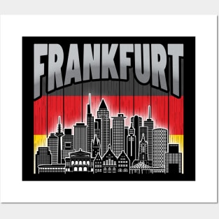 Frankfurt Germany Skyline Vintage German Flag Posters and Art